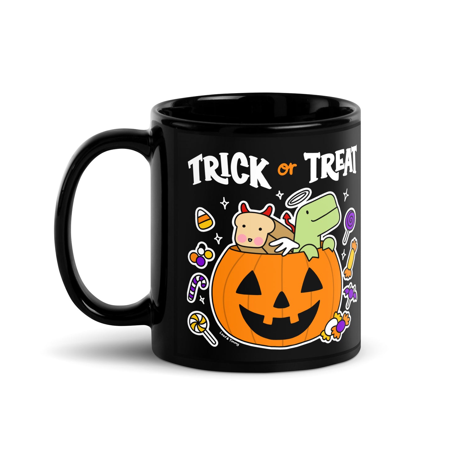 Trick or Treat Black Glossy Mug