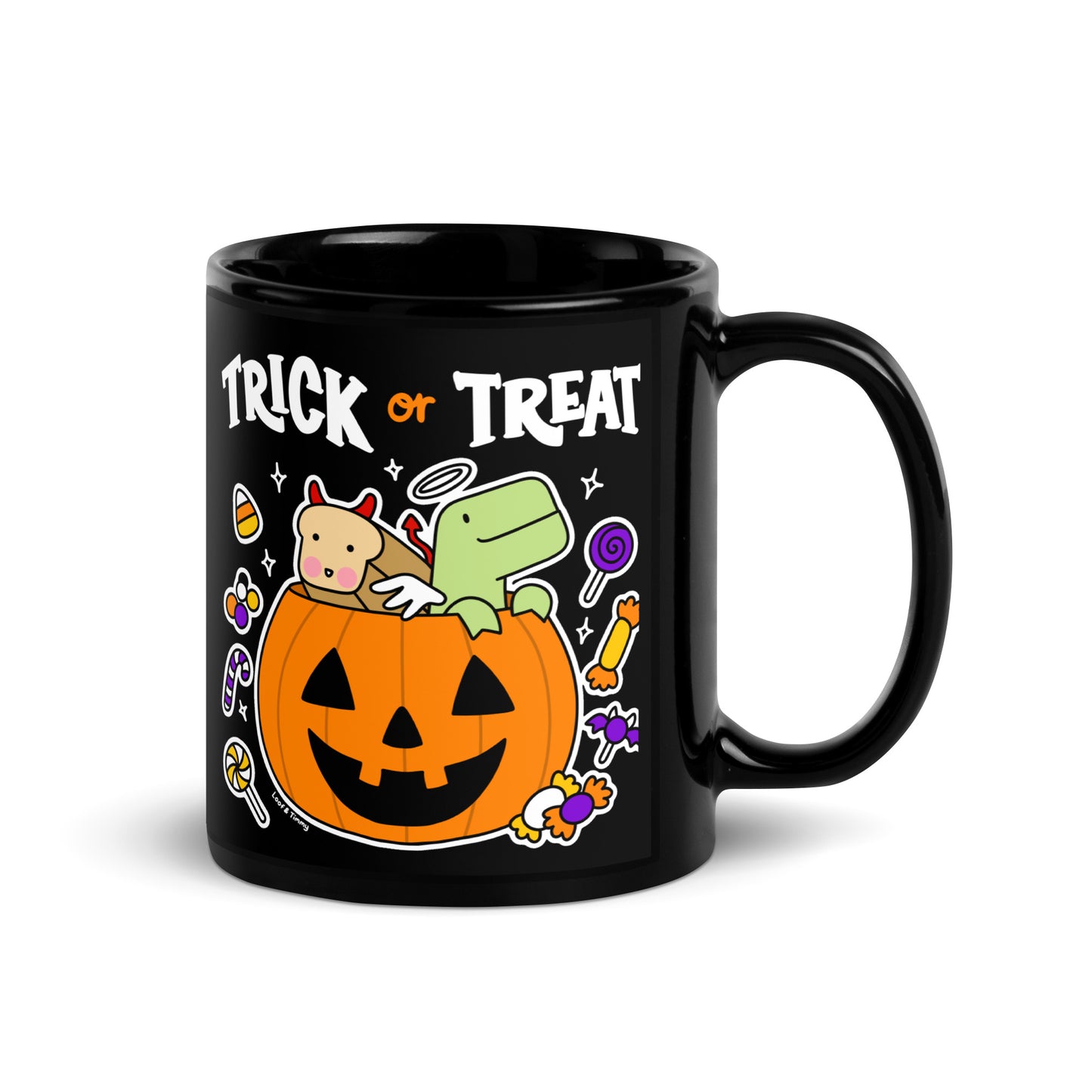 Trick or Treat Black Glossy Mug