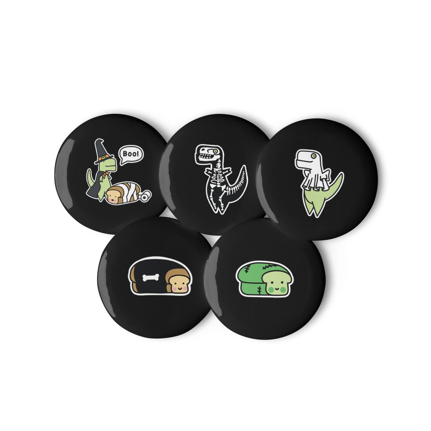 Set of 5 Loof & Timmy Halloween Pin Buttons
