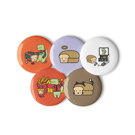 Set of 5 Loof & Timmy Adventures Pin Buttons